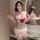 Sexy maid costume set featuring a cute white outfit with red accents, perfect for cosplay enthusiasts looking for an alluring...