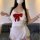 Wanhou heart apron cosplay maid costume set - sexy adult sleepwear & uniform outfit for women, featuring a white dress with r...