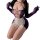 Purple lace maid costume set featuring sheer mesh design, provocative elements, and ripped butt detail for bold statement wea...