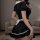 Linzhi maid costume for women - black dress with white trim and ribbon belt, perfect for cosplay and seductive outfits