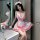 Sexy maid costume for small bust women featuring open-crotch design, provocative lingerie set perfect for couples bedroom out...