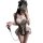 Sexy maid costume for women featuring lace role play outfit with open-crotch design, elegant and flirty uniform set.
