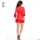 Elegant red silk satin robe with lace detailing, 5/8 sleeve design, perfect for plus-size comfort and style.