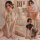 Transparent lace cheongsam sleepwear set featuring open-crotch design, perfect for midnight allure with delicate floral patte...