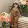 A charming bjd doll dressed in a cozy 6-part outfit set, featuring a knitted sweater and corduroy overalls with a cute bear p...