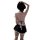 Woman wearing black and white suoqing maid costume set with bow back, frills, and thigh garters — playful 6-piece lingerie en...