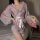 Japanese-style sexy lace kimono robe set - sheer chiffon three-piece outfit with floral print & hot uniform design