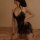 Seductive backless lace sleepwear featuring sheer cheongsam style design, halter neck, and bodycon fit for women.