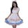 A woman wearing a maid lolita outfit, featuring a creamy white dress with pink and blue accents, bows, and a headband, perfec...
