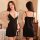 Sexy black lace trim cami sleep set with delicate lace details, perfect for women seeking sweet and elegant lingerie sleepwea...