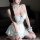 Pure & playful lingerie set - cute maid costume for small bust, sheer seductive outfit with modest elegance