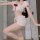 Anime lolita lingerie set - sheer floral princess dress with bow & butterfly details, soft japanese style erotic outfit