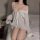 Seductive sheer chiffon sleepwear set featuring delicate lace trim and no-remove design, perfect for pure and tempting boyfri...