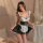 Sexy backless maid dress with ruffled details and corset design, perfect for role play costumes.