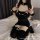 Sexy anime maid catgirl costume with plush trim and lingerie-inspired design