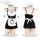 New fantasy lolita cosplay maid outfit - busty illusion lingerie set for small bust women, featuring black and white design w...