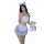 Hot maid costume set - sexy busty backless lingerie outfit for women, featuring a charming blue and white design with lace de...