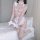 Sexy maid costume for women featuring lace cosplay dress, cute role play outfit with delicate bows and stockings, perfect for...