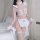 Sexy maid costume for women featuring lace design, cute role play outfit with ruffles and bows, perfect for cosplay and tempt...