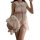 Sweet & sexy lace lingerie set - sheer mesh babydoll dress with bow straps & side slit uniform style