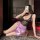 Feiniao moon gazing sexy no-remove lingerie set featuring a lace bralette paired with matching satin bottoms, perfect for sed...