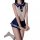 Sexy sailor schoolgirl costume set - sheer lingerie role play outfit for women featuring a navy and white sailor-style bodice...
