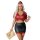 Sexy plus size pu flight attendant costume set featuring a red crop top with buttons, black skirt, and cap, perfect for cospl...