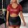 Sexy plus size pu flight attendant costume set featuring a red crop top with black trim and matching black mini skirt, perfec...