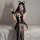 Sexy catwoman sleep dress - lace off-shoulder nightgown & maid costume set for women, featuring black lace design with cat ea...