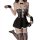 Sexy catwoman sleep dress - lace off-shoulder nightgown & maid costume set for women, featuring black lace with white accents...