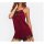 Elegant lace sleepwear set featuring a deep red top with delicate black lace detailing and matching shorts, perfect for moder...