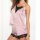 Elegant lace sleepwear set featuring a pink top with black lace detailing and matching shorts, perfect for modern home fashio...