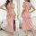 New fashionable lace trim sleep dress for women – sexy bodycon short sleeve midi nightgown with side slit & heart print