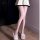 Sexy shiny black stockings for women - oil-sheen open-crotch lingerie, tear-away sensual costume tights