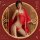 A woman poses elegantly in a chinese-inspired red transparent lace lingerie set, featuring intricate designs and vintage elem...