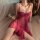 Sexy lace sheer sleep dress featuring front slit, underwire push-up design, elegant and seductive look.
