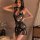 Sexy cheongsam lingerie set - seductive open-crotch sleepwear for small bust, high-fashion temptation outfit featuring floral...