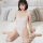 A woman wearing a white 72d ice silk sexy swimsuit, featuring a tight fit design suitable for summer, ideal for women seeking...