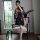 A woman poses elegantly in a japanese kimono-style lingerie set, featuring a deep v neckline and floral patterns. the outfit ...