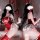 Sexy christmas bunny costume for women - hot catwoman bodysuit outfit, naughty holiday cosplay lingerie set featuring red lac...