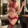 Woman wearing red sheer hanfu-style lingerie set with lace, tassels, and open-crotch design — luxury pure-yu silk bodysuit 77...