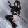 Sexy shiny black pvc bodysuit for women with front zipper and thigh-high shine