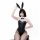 Sexy lace and patent leather bunny costume set featuring rabbit ears, perfect for role play and cosplay.