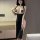 Sexy black nightgown with lace details, high-slit design, perfect for club outfits and evening wear.