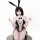 Sexy bunny costume set featuring a semi-transparent bodysuit with black rabbit ears and bow tie, perfect for cosplay and role...