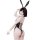 Sexy bunny costume set featuring semi-transparent bodice and black rabbit ears, perfect for cosplay and role play.
