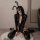 Glossy pvc bodysuit with zip-front design, perfect for pole dancing and nightclub wear. features lace mask and thigh-high boo...