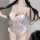 Iridescent backless swimsuit with ruffles and bows, inspired by suger-chan style. perfect for cosplay.