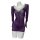 Purple sheer bodycon sleep dress with deep v lace trim and ruched design.