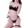 Seductive devil costume lingerie set featuring sexy tie-up thong bodysuit with straps and horns, perfect for themed events or...